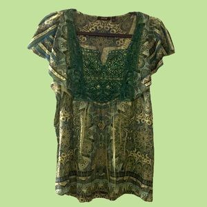 Beautiful mehndi printed green top